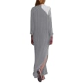 Miniatyrbilde 2 av 3: Kvinners trykte langærmet V-hals kjole Split Hem Baggy Kaftan Lang Kjole Gray S
