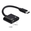 Pikkukuva 4 / 4: USB Type-C - 3,5 mm äänensovitinjohto 2-in-1 Type-C - 3,5 mm liitäntä stereokuulokkeille ja mikrofonille Aux-muunnin lataussovitin Pixel 2/2 XL/ Huaw