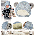 Miniatyrbillede 3 af 5: Børne Vinterhue Halstørklæde Og Handsker 3 I 1 Varm Hue Sæt Pompom Huer Med Tyk Fleece L