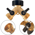 Miniatyrbillede 3 af 5: Messing Have Slange Splitter 2 Vejs, 3/4 Tommer Slangeforbindelse Hane Splitter, Slange Y Splitter, Slangehane Adapter 2 Ventiler med Ekstra Gummiskiver