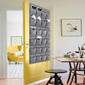 Miniatyrbillede 5 af 5: Overdørs Hængende Sko Stativ 24 Lommer, Sko Opbevaring, Foldbar Sko Samling Organizer Opbevaringspose Med Kroge, Linned Grå Scrollsqy