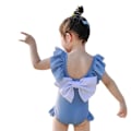 Miniatyrbild 5 av 5: Baby flickor baddräkt  En-delad rutig baddräkt Strandbikini Leopard volanger Badkläder Outfits för 0-8 år, Blå (S)