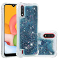 Miniatyrbild 1 av 5: Samsung Galaxy A01 Skal Glitter Flytande Transparent Bling Bling Kristallklar Flytande Flytande Quicksand Cover Tpu Silikon - Blå