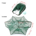 Miniatyrbillede 4 af 5: Sammenklappelig fiskenet Hexagon 6 huller fiskenet reje bur fælde minnow krabbe agn mesh fælde net