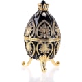 Miniatyrbillede 1 af 7: Emaljeret Fabergé æg, dekorativ hængslet smykkeskrin med funklende rhinsten, unik gave/pynt til hjemmet, kommode, fødselsdagsfest (sort) black