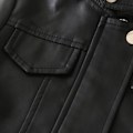 Miniatyrbild 5 av 5: 2023 Baby Vårkläder Läderjacka Pojkar & Flickor Plus Fleece Varm Casual Motorcykel Läderjacka För Barn Fashionable Black 4T