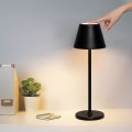 Miniatyrbillede 1 af 5: Trådløs Bordlampe, Gr4tec LED Bordlampe Batteridrevet Dæmpbar Touch Switch & Genopladelig USB-C, Aluminium Bordlamper Sort 3W 3000K Varmt Hvid, IP44 Vandafvisende
