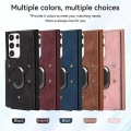 Pikkukuva 4 / 4: Nahkainen lompakkokotelo puhelimeen Yhteensopiva Samsung Galaxy S23 Ultra/s23 Plus/s23 Magneettirenkaalla ja korttipaikalla Red S23 Ultra