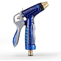 Miniatyrbillede 1 af 5: Heavy Duty Messing Have Slange Mundstykke Højtryks Justerbar Spray Pistol Til Vanding Af Planter Kæledyr Brusebad Vask Bil Rengøring Blå