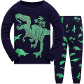 Miniatyrbild 1 av 5: Pojkpyjamas Set Dinosaurie Tryck Barn Pyjamas Långärmad Bomull Sovkläder Toppar & Byxor Nattkläder Barn Outfit