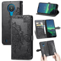 Miniatyrbillede 1 af 5: Etui til Nokia 1.4 Cover Læder Pung Cover Emboss Mandala Magnetisk Flip Beskyttelse Stødsikker - Sort