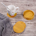 Pikkukuva 5 / 6: Juomien aluslautaset 6 kappaleen nahka-aluslautasen setti pidikkeellä, bambukuvioiset pyöreät aluslautat kodin ja keittiön käyttöön bamboo pattern