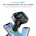 Miniatyrbilde 4 av 5: Kit for bil FM-sender med Bluetooth 5.0, hurtig billader med Qc3.0, dobbel USB-voltmeter