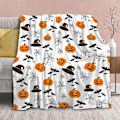 Miniatyrbillede 1 af 5: Tæppe Halloween Dekoration Græskar Fleece Letvægts Kast Gave Til Fødselsdag Jul Bløde Flannel Tæpper Til Alle Sæsoner Seng Sofa-40x50 Tommer