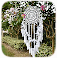 Miniatyrbild 1 av 5: Stor Boho Drömfångare Vit Fjäder Macrame Väggdekoration