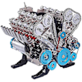 Miniatyrbild 3 av 3: Miniatyrmodell av åttacylindrig motor i resin för vuxna