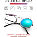 Pikkukuva 3 / 5: Pyöreät kääntyvät aurinkolasit miehille ja naisille - John Lennon -lasit 90-luvun retro steampunk -tyyli Silver-Green Mirror