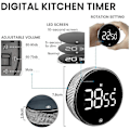 Miniatyrbillede 2 af 5: Køkken Timer, Digital Timer LCD Display, Minut Tæller Med Magnetisk, Roterende Nedtælling, Timer Bruges Til Madlavning, Bbq, Læring, Sport