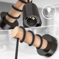 Miniatyrbilde 3 av 5: Vegglampe, industriell retrodesign, tre og metall, stue- og soveromsbelysning, E27-sokkel, for 10 W maks. LED-pære, svart