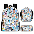Pikkukuva 1 / 4: 3 kpl/setti jalkapallo tähti reppu opiskelija koululaukku 8 pencil case