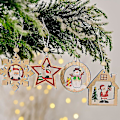 Miniatyrbillede 5 af 5: 12 stk. Trævedhæng Julemand Snefnug Juletræspynt Hængende Dekoration Diy Julepynt