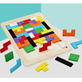 Miniatyrbillede 3 af 5: 2 stk. Træpuslespil \"tangram Tetris\" - Lærende puslespil - Farverige trælegetøj til børn - Undervisningspuslespil - Lærende gavelegetøj