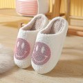 Miniatyrbillede 1 af 3: Smiley Face Tøfler til Kvinder - Smilende Tøfler - Happy Face Tøfler - Retro Smiley Face Bløde Plys 36-37 Pink