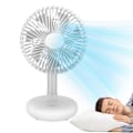 Miniatyrbillede 5 af 5: Mini Oscillerende Ventilator USB Genopladelig Bærbar Batteridrevet Bordventilator med 4 Hastighedsniveauer Skrivebordsventilator til Udendørs Brug Hvid