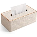 Miniatyrbild 1 av 5: Servetthållare i PU-läder, rektangulär servetthållare för Kleenex-box Linen Platinum