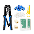 Miniatyrbild 1 av 5: Nätverkskabeltestare Rj45 Crimpverktygssats Cat5 Cat5e Ethernet Crimpverktyg, Rj-11, 6p/rj-12 Crimp,