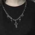 Miniatyrbild 5 av 5: Silver Punk Byxor Kedjor Enkelsidiga För Cross Jeans Kedjor Kläder Prydnader