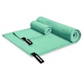 Pikkukuva 2 / 5: Pyyhe 2 kokoa Camping-pyyhkeet 1 pakkauksessa, nopeasti kuivuva mikrokuitupyyhe, ultrakompakti rantamatkapyyhe, pehmeä kuntosalipyyhe Mint green