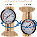 Miniatyrbillede 3 af 5: Messing RV Vandtryk Regulator, Blyfri, Hi-Flow RV Vandregulator med Filterskærm og Måler til Campister, Campingvogne, RV VVS-system