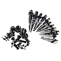 Miniatyrbillede 3 af 5: 32 stk. øreudvidelsessæt, akryl taper plug 14g-0g ekspander, sort