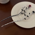 Miniatyrbilde 5 av 5: 2 stk metallrose hårpinner blomsterboller hårnål for kvinner jenter lang