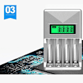 Miniatyrbillede 3 af 5: Batterioplader med 4 slots Smart Batterioplader til Aa / Aaa Nicd Nimh Genopladelige Batterier Lc