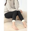 Miniatyrbillede 3 af 5: Fuldt Dækkende Sherpa Foret Varme Plus Leggings Høj Talje Casual Stræk Leggings Kvinders Tøj Sort L grey L