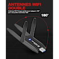 Pikkukuva 5 / 5: Tehokas 1300 Mbps:n Wifi-dongle, kaksoiskaistainen USB 3.0 Wifi-dongle, 2.4g/5ghz Wifi-dongle, Pc/kannettava/pöytäkone/tabletti Wifi Usb-sovitin, yhteensopiva Win