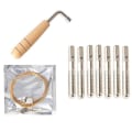 Miniatyrbilde 1 av 4: 7 Metalliske Harpestrømmer + 7 stk. Strengstifter + Stemmeverktøy, for Lyre Harp Liten Harp Musikkstrengeinstrument