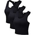Miniatyrbillede 4 af 5: Kvindernes Basic Ærmeløs Racerback Afgrødet Tank Top Sports Afgrødet Top