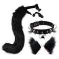 Pikkukuva 5 / 5: Hiuspinnit Cocker Tail Eläin Elementti Säädettävä Tekoturkis Kiinteä Susi Hännän Korvat Kaulus Cosplaylle (Väri: Harmaa)
