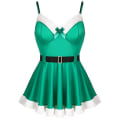 Pikkukuva 3 / 4: Naisten jouluinen naamiaisasu aikuisille, seksikäs rouva joulupukin cosplay-asu, juhla-asu, jouluinen minimekko Green XL