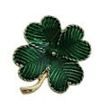 Pikkukuva 1 / 3: Shamrock-kultapinnoitettu neliapila-solki Clover Retro -rintakoru