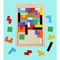 Miniatyrbillede 2 af 5: 2 stk. Træpuslespil \"tangram Tetris\" - Lærende puslespil - Farverige trælegetøj til børn - Undervisningspuslespil - Lærende gavelegetøj