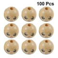 Miniatyrbild 1 av 3: 100 st runda träpärlor Diy String Bead Accessory Laughing Face Träpärla (18 mm)