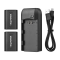 Miniatyrbilde 1 av 5: Np-fv5 Batterilader med LED-indikatorlys + 2 stk. Np-fv5 Plus-batterier 3,7v 1000mah med USB-ladekabel