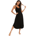 Miniatyrbilde 3 av 5: Lang nattkjole Sexy Full Slips Nattøy Sommer Ermeløs Nattkjole Løs Chemise Lounge Kjoler for Kvinner (M)