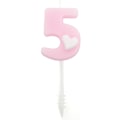 Pikkukuva 1 / 2: Vauvan syntymäpäiväkakun koristeen numero 5 kynttilät, vaaleanpunainen (numero 5, vaaleanpunainen) Pink Love Candle 5