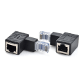 Miniatyrbillede 4 af 5: 90 Graders RJ45 Kobling Lan Netværk Ethernet Hun til Hun Forlænger Adapter Hoved