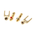Miniatyrbillede 5 af 5: 8 stk. messing forgyldt Y spade højttaler stik audio skrue gaffel stik adapter